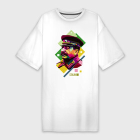 Платье-футболка хлопок с принтом Сталин в Тюмени,  |  | wpap | знаменитости | революционер | русский | сталин