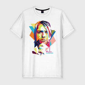 Мужская футболка премиум с принтом Kurt Cobain в Тюмени, 92% хлопок, 8% лайкра | приталенный силуэт, круглый вырез ворота, длина до линии бедра, короткий рукав | kurt cobain | nirvana | pock | wpap | знаменитости | курт кобейн | нирвана | рок