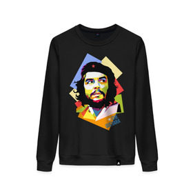 Женский свитшот хлопок с принтом Che Guevara в Тюмени, 100% хлопок | прямой крой, круглый вырез, на манжетах и по низу широкая трикотажная резинка  | Тематика изображения на принте: че гевара
