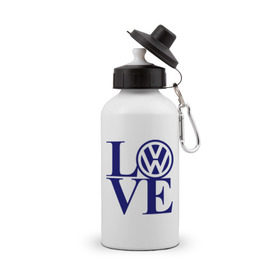 Бутылка спортивная с принтом Volkswagen love в Тюмени, металл | емкость — 500 мл, в комплекте две пластиковые крышки и карабин для крепления | love | volkswagen | любовь | фольксваген