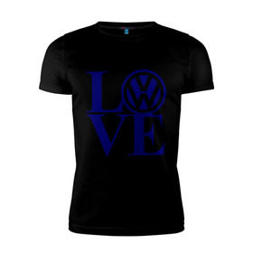 Мужская футболка премиум с принтом Volkswagen love в Тюмени, 92% хлопок, 8% лайкра | приталенный силуэт, круглый вырез ворота, длина до линии бедра, короткий рукав | Тематика изображения на принте: love | volkswagen | любовь | фольксваген