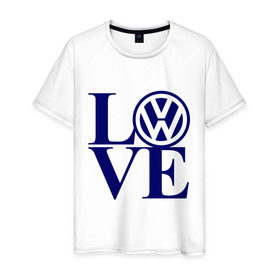 Мужская футболка хлопок с принтом Volkswagen love в Тюмени, 100% хлопок | прямой крой, круглый вырез горловины, длина до линии бедер, слегка спущенное плечо. | love | volkswagen | любовь | фольксваген