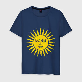 Мужская футболка хлопок с принтом Русское солнце в Тюмени, 100% хлопок | прямой крой, круглый вырез горловины, длина до линии бедер, слегка спущенное плечо. | русское | солнце | ярило
