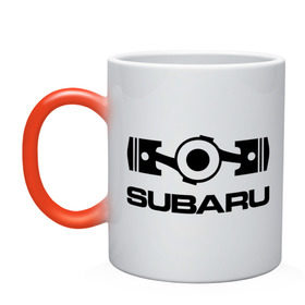 Кружка хамелеон с принтом Subaru в Тюмени, керамика | меняет цвет при нагревании, емкость 330 мл | logo | sti | subaru | авто | лого | субарик | субару