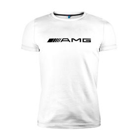 Мужская футболка премиум с принтом AMG в Тюмени, 92% хлопок, 8% лайкра | приталенный силуэт, круглый вырез ворота, длина до линии бедра, короткий рукав | Тематика изображения на принте: amg | benz | logo | mercedes | авто | амг | лого | мерс | мерседес бенс