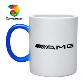 Кружка хамелеон с принтом AMG в Тюмени, керамика | меняет цвет при нагревании, емкость 330 мл | Тематика изображения на принте: amg | benz | logo | mercedes | авто | амг | лого | мерс | мерседес бенс