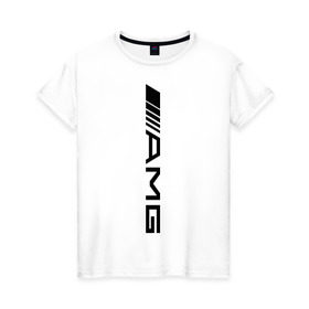 Женская футболка хлопок с принтом AMG в Тюмени, 100% хлопок | прямой крой, круглый вырез горловины, длина до линии бедер, слегка спущенное плечо | amg | benz | logo | mercedes | авто | амг | лого | мерс | мерседес бенс