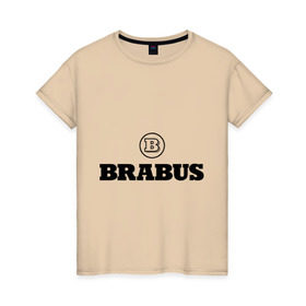 Женская футболка хлопок с принтом Brabus в Тюмени, 100% хлопок | прямой крой, круглый вырез горловины, длина до линии бедер, слегка спущенное плечо | benz | brabus | logo | mercedes | авто | брабус | лого | мерс | мерседес бенс