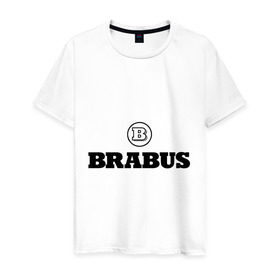 Мужская футболка хлопок с принтом Brabus в Тюмени, 100% хлопок | прямой крой, круглый вырез горловины, длина до линии бедер, слегка спущенное плечо. | benz | brabus | logo | mercedes | авто | брабус | лого | мерс | мерседес бенс