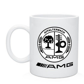 Кружка с принтом AMG в Тюмени, керамика | объем — 330 мл, диаметр — 80 мм. Принт наносится на бока кружки, можно сделать два разных изображения | Тематика изображения на принте: amg | benz | logo | mercedes | авто | амг | лого | мерс | мерседес бенс