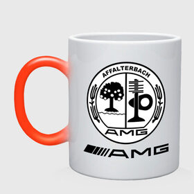 Кружка хамелеон с принтом AMG в Тюмени, керамика | меняет цвет при нагревании, емкость 330 мл | Тематика изображения на принте: amg | benz | logo | mercedes | авто | амг | лого | мерс | мерседес бенс