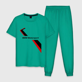 Мужская пижама хлопок с принтом BMW motorsport в Тюмени, 100% хлопок | брюки и футболка прямого кроя, без карманов, на брюках мягкая резинка на поясе и по низу штанин
 | bmw | motorsport | авто | бмв | бэха