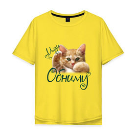 Мужская футболка хлопок Oversize с принтом Иди обниму в Тюмени, 100% хлопок | свободный крой, круглый ворот, “спинка” длиннее передней части | cat | иди обниму | киса | котёнок | котик | кошка