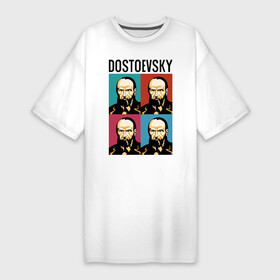 Платье-футболка хлопок с принтом Достоевский в Тюмени,  |  | dostoevsky | достоевский | книга | писатель