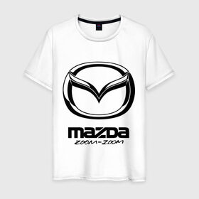 Мужская футболка хлопок с принтом Mazda Zoom-Zoom в Тюмени, 100% хлопок | прямой крой, круглый вырез горловины, длина до линии бедер, слегка спущенное плечо. | mazda | zoom | зум | мазда