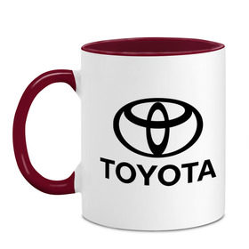Кружка двухцветная с принтом Toyota Logo в Тюмени, керамика | объем — 330 мл, диаметр — 80 мм. Цветная ручка и кайма сверху, в некоторых цветах — вся внутренняя часть | logo | toyota | логотип | тойота