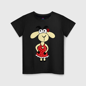 Детская футболка хлопок с принтом Козочка в Тюмени, 100% хлопок | круглый вырез горловины, полуприлегающий силуэт, длина до линии бедер | 2015 | баран | барашек | коза | козочка | новый год | овечка | овца | рога | рождество | роза