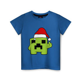 Детская футболка хлопок с принтом Minecraft в Тюмени, 100% хлопок | круглый вырез горловины, полуприлегающий силуэт, длина до линии бедер | 2015 | minecraft | игры | маинкрафт | новый год | шапка