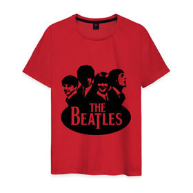 Мужская футболка хлопок с принтом The Beatles 1 в Тюмени, 100% хлопок | прямой крой, круглый вырез горловины, длина до линии бедер, слегка спущенное плечо. | Тематика изображения на принте: beatles | harrison | lennon | mccartmey | starr | битлз