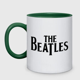 Кружка двухцветная с принтом The Beatles в Тюмени, керамика | объем — 330 мл, диаметр — 80 мм. Цветная ручка и кайма сверху, в некоторых цветах — вся внутренняя часть | Тематика изображения на принте: beatles | битлз