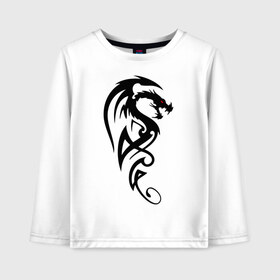 Детский лонгслив хлопок с принтом Дракон (стильный трайбл) в Тюмени, 100% хлопок | круглый вырез горловины, полуприлегающий силуэт, длина до линии бедер | dragon | tattoo | дракон | тату | трайбл