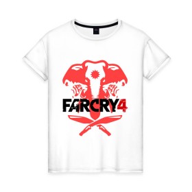 Женская футболка хлопок с принтом Far Cry 4 (1) в Тюмени, 100% хлопок | прямой крой, круглый вырез горловины, длина до линии бедер, слегка спущенное плечо | cry | far | far cry | ubisoft | край | фар | фаркрай | юбисофт