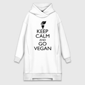 Платье-худи хлопок с принтом Keep calm and go vegan в Тюмени,  |  | keep calm | vegan | веган | вегетарианец | сохраняй спокойствие