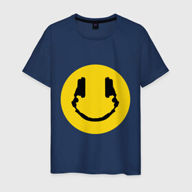 Мужская футболка хлопок с принтом Smile Music в Тюмени, 100% хлопок | прямой крой, круглый вырез горловины, длина до линии бедер, слегка спущенное плечо. | Тематика изображения на принте: music | smile | смайл наушники