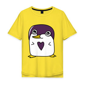 Мужская футболка хлопок Oversize с принтом Нарисованный пингвин в Тюмени, 100% хлопок | свободный крой, круглый ворот, “спинка” длиннее передней части | Тематика изображения на принте: пингвин