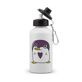 Бутылка спортивная с принтом Нарисованный пингвин в Тюмени, металл | емкость — 500 мл, в комплекте две пластиковые крышки и карабин для крепления | Тематика изображения на принте: пингвин