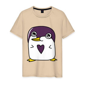 Мужская футболка хлопок с принтом Нарисованный пингвин в Тюмени, 100% хлопок | прямой крой, круглый вырез горловины, длина до линии бедер, слегка спущенное плечо. | Тематика изображения на принте: пингвин