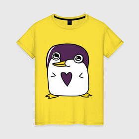 Женская футболка хлопок с принтом Нарисованный пингвин в Тюмени, 100% хлопок | прямой крой, круглый вырез горловины, длина до линии бедер, слегка спущенное плечо | пингвин