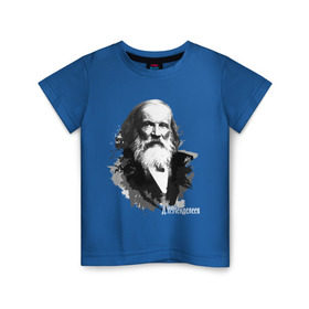 Детская футболка хлопок с принтом Менделеев в Тюмени, 100% хлопок | круглый вырез горловины, полуприлегающий силуэт, длина до линии бедер | менделеев | профессор | физик | химик