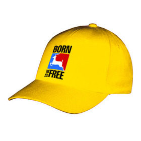 Бейсболка с принтом Born to be free в Тюмени, 100% хлопок | классический козырек, металлическая застежка-регулятор размера | Тематика изображения на принте: born | free | олень | рожден | свобода | свободный