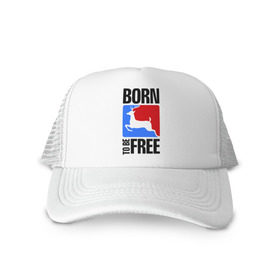 Кепка тракер с сеткой с принтом Born to be free в Тюмени, трикотажное полотно; задняя часть — сетка | длинный козырек, универсальный размер, пластиковая застежка | born | free | олень | рожден | свобода | свободный