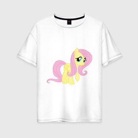 Женская футболка хлопок Oversize с принтом Пони пегас Флаттершай в Тюмени, 100% хлопок | свободный крой, круглый ворот, спущенный рукав, длина до линии бедер
 | my little pony | пегас | пони | флаттершай