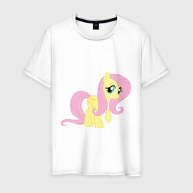 Мужская футболка хлопок с принтом Пони пегас Флаттершай в Тюмени, 100% хлопок | прямой крой, круглый вырез горловины, длина до линии бедер, слегка спущенное плечо. | Тематика изображения на принте: my little pony | пегас | пони | флаттершай