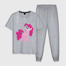 Мужская пижама хлопок с принтом Пони Пинки Пай в Тюмени, 100% хлопок | брюки и футболка прямого кроя, без карманов, на брюках мягкая резинка на поясе и по низу штанин
 | my little pony | пинки пай | пони