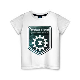 Детская футболка хлопок с принтом Endurance в Тюмени, 100% хлопок | круглый вырез горловины, полуприлегающий силуэт, длина до линии бедер | infinite | interstellar | space | univers | астронавт | бесконечный космос | вселенная | интерстеллар | космонавт
