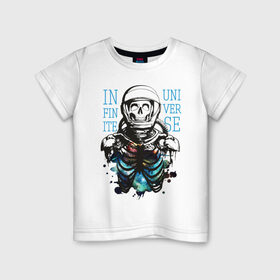 Детская футболка хлопок с принтом Бесконечный космос в Тюмени, 100% хлопок | круглый вырез горловины, полуприлегающий силуэт, длина до линии бедер | Тематика изображения на принте: infinite | interstellar | space | univers | астронавт | бесконечный космос | вселенная | интерстеллар | космонавт