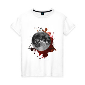 Женская футболка хлопок с принтом Планета в Тюмени, 100% хлопок | прямой крой, круглый вырез горловины, длина до линии бедер, слегка спущенное плечо | infinite | interstellar | space | univers | астронавт | вселенная | интерстеллар | космонавт | луна | планета