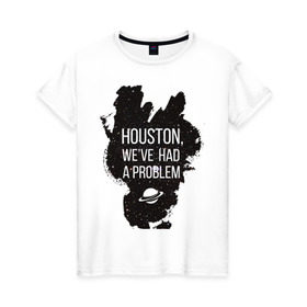 Женская футболка хлопок с принтом Хьюстон, у нас проблемы в Тюмени, 100% хлопок | прямой крой, круглый вырез горловины, длина до линии бедер, слегка спущенное плечо | infinite | interstellar | space | univers | астронавт | вселенная | интерстеллар | космонавт | хьюстон