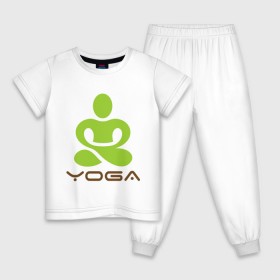 Детская пижама хлопок с принтом Йога - это здоровье в Тюмени, 100% хлопок |  брюки и футболка прямого кроя, без карманов, на брюках мягкая резинка на поясе и по низу штанин
 | 