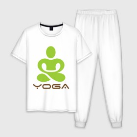 Мужская пижама хлопок с принтом Йога - это здоровье в Тюмени, 100% хлопок | брюки и футболка прямого кроя, без карманов, на брюках мягкая резинка на поясе и по низу штанин
 | 