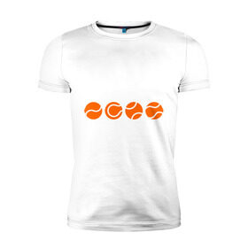 Мужская футболка премиум с принтом Теннисные мячики в Тюмени, 92% хлопок, 8% лайкра | приталенный силуэт, круглый вырез ворота, длина до линии бедра, короткий рукав | мяч | спорт | теннис