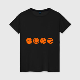 Женская футболка хлопок с принтом Теннисные мячики в Тюмени, 100% хлопок | прямой крой, круглый вырез горловины, длина до линии бедер, слегка спущенное плечо | Тематика изображения на принте: мяч | спорт | теннис