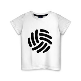 Детская футболка хлопок с принтом Волейбольный мячик в Тюмени, 100% хлопок | круглый вырез горловины, полуприлегающий силуэт, длина до линии бедер | волейбол