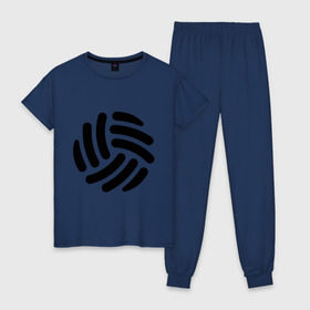 Женская пижама хлопок с принтом Волейбольный мячик в Тюмени, 100% хлопок | брюки и футболка прямого кроя, без карманов, на брюках мягкая резинка на поясе и по низу штанин | волейбол