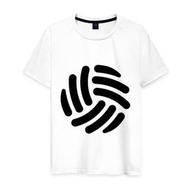 Мужская футболка хлопок с принтом Волейбольный мячик в Тюмени, 100% хлопок | прямой крой, круглый вырез горловины, длина до линии бедер, слегка спущенное плечо. | Тематика изображения на принте: волейбол