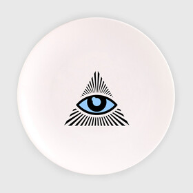 Тарелка 3D с принтом Всевидящее око (глаз в треугольнике) в Тюмени, фарфор | диаметр - 210 мм
диаметр для нанесения принта - 120 мм | иллюминаты